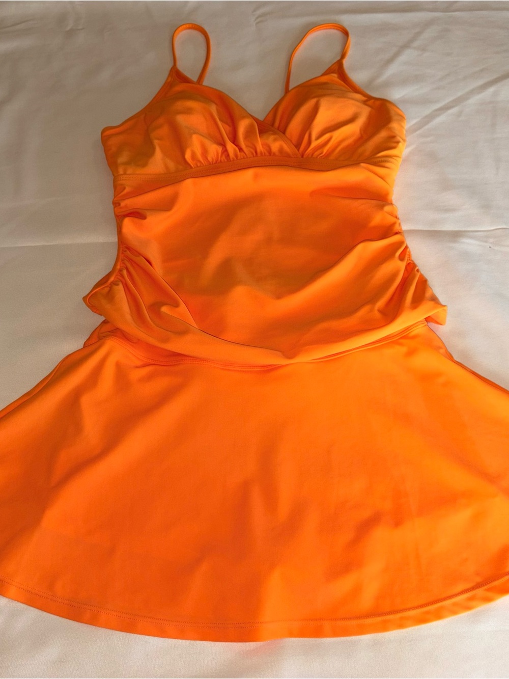 Women's Orange Tankini Swim Dress - Picture 6 of 8